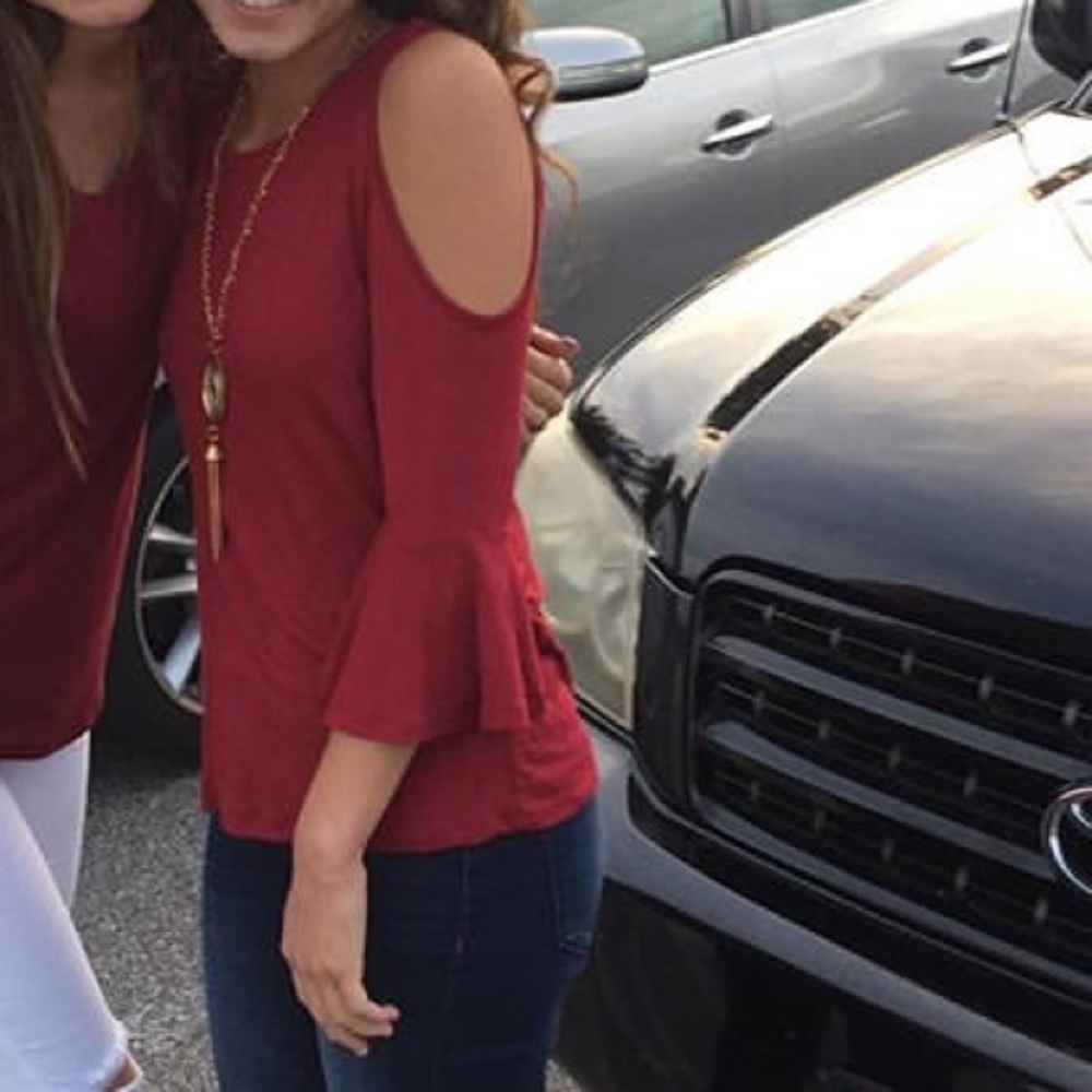 Red Open Sleeve Blouse